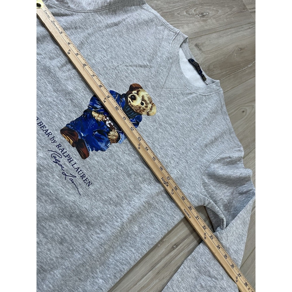Polo Bear Ralph Lauren Sweatshirt  M Crewneck Sweater Sweatshirt Grey - Picture 4 of 6